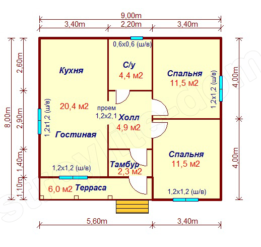Каркасный дом 8х9 Романово