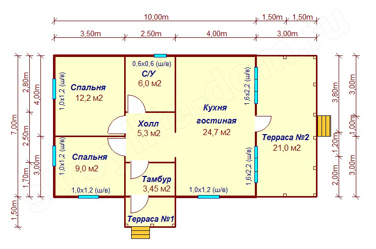 Каркасный дом 7х13 Норд