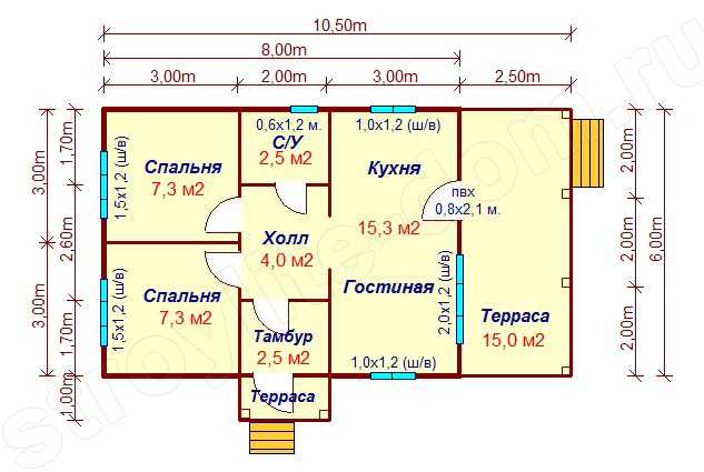 Каркасный дом 6х10,5 Лепсари